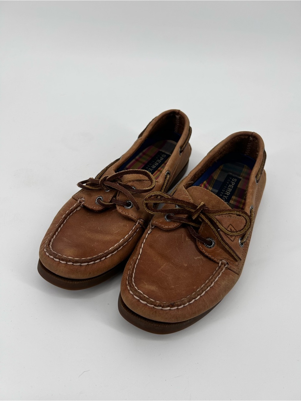 Women’s Sperry Authentic Original boat shoes brown leather loafer slip on size 9